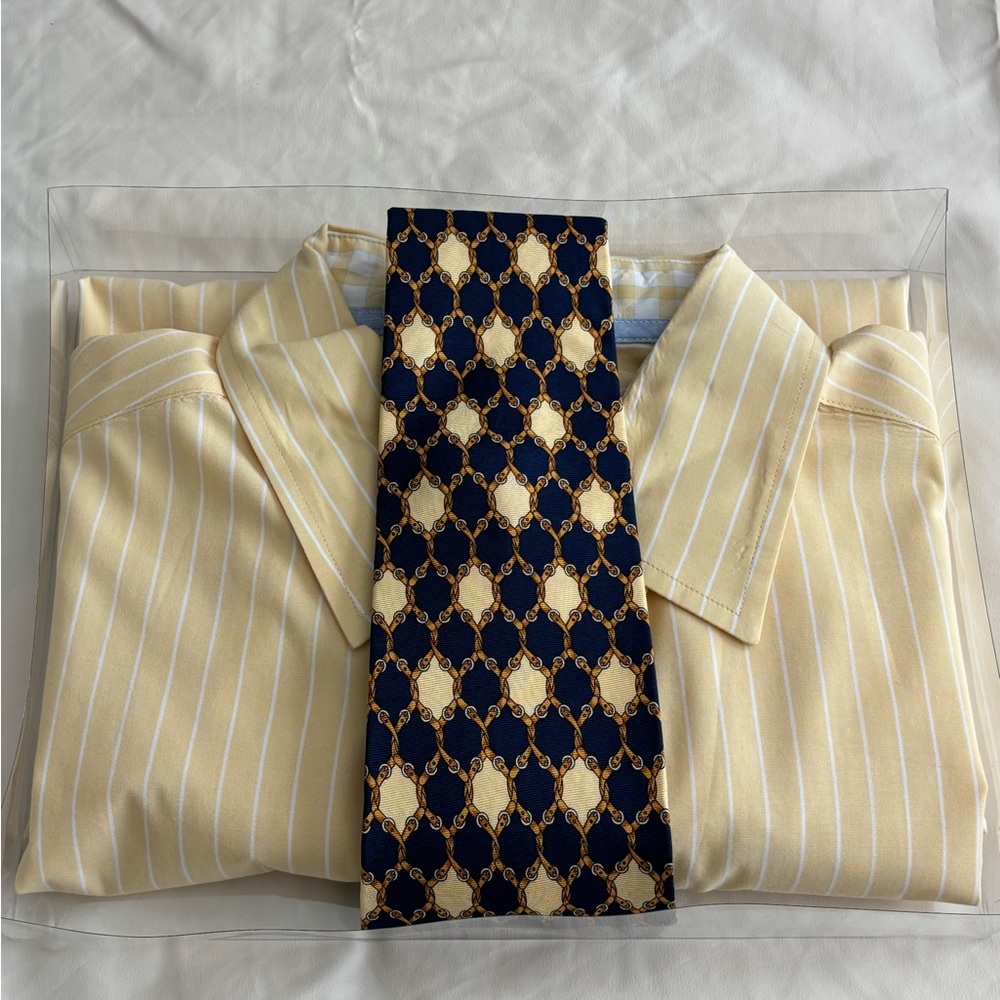 Casual Designer Striped Shirt with Geometric Tie